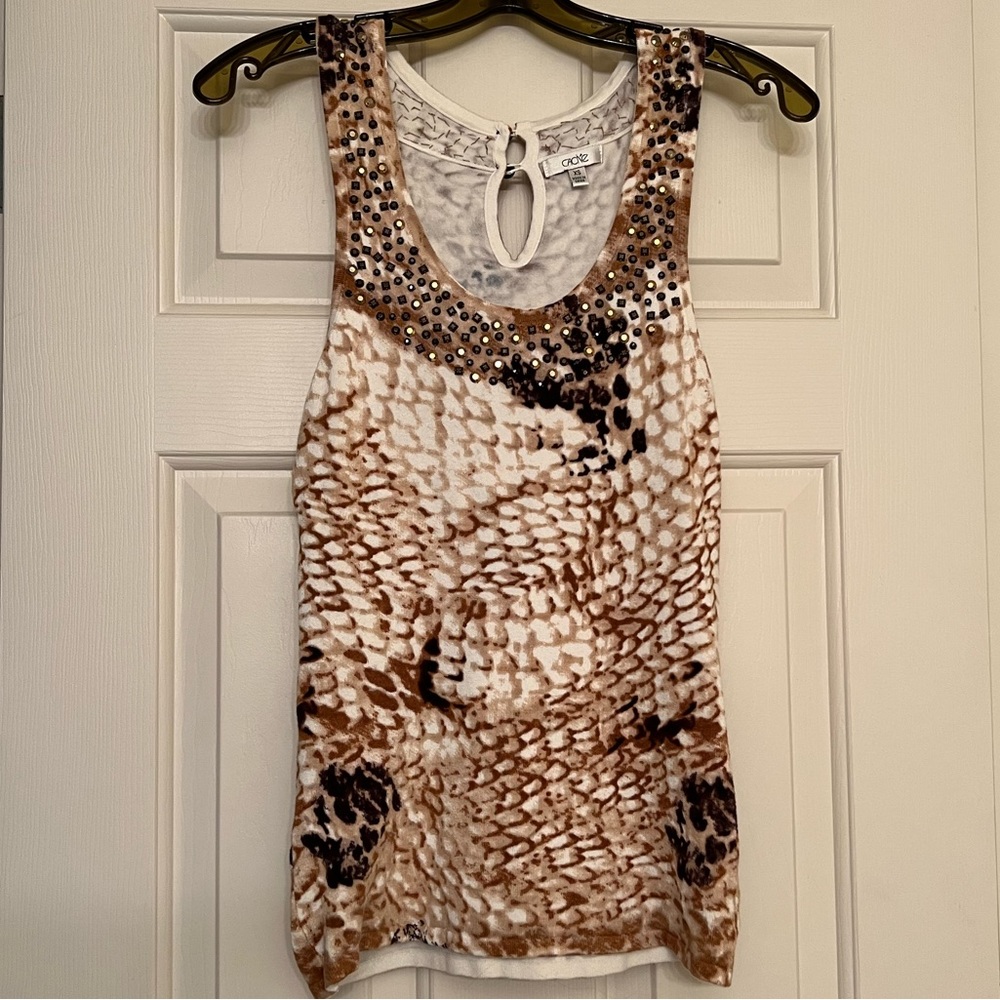 Cache Print Tank Top With Embellishments - image 4